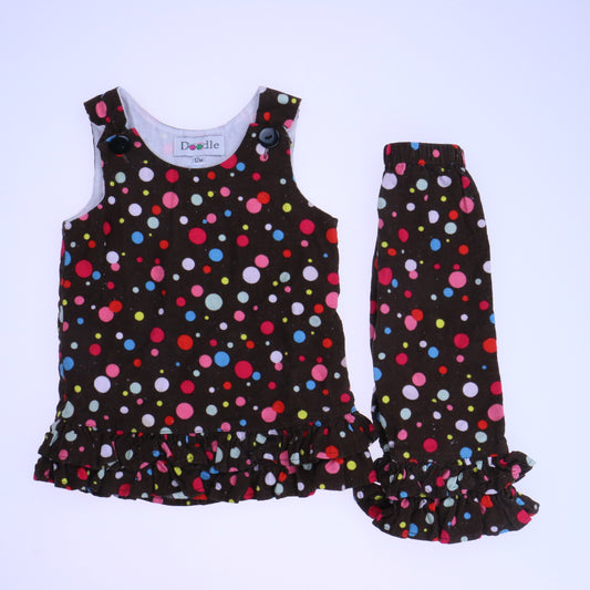 Lolly Wolly Doodle Girls Brown Polka Dots Apparel Sets Size: 12 Months Brown Polka Dots