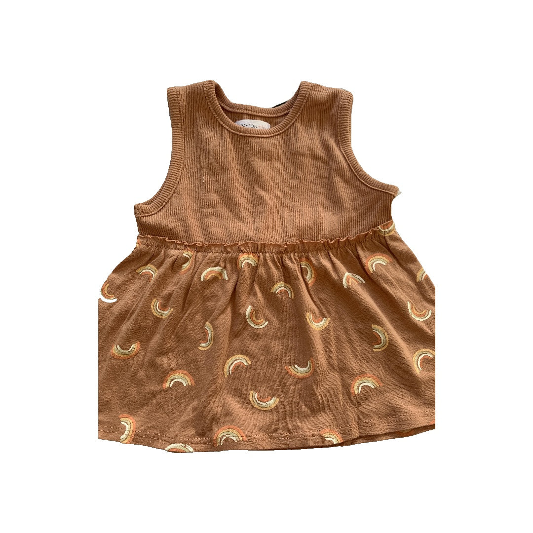 Grayson mini Girls Brown | Rainbow Dress Size: 12M Brown | Rainbow
