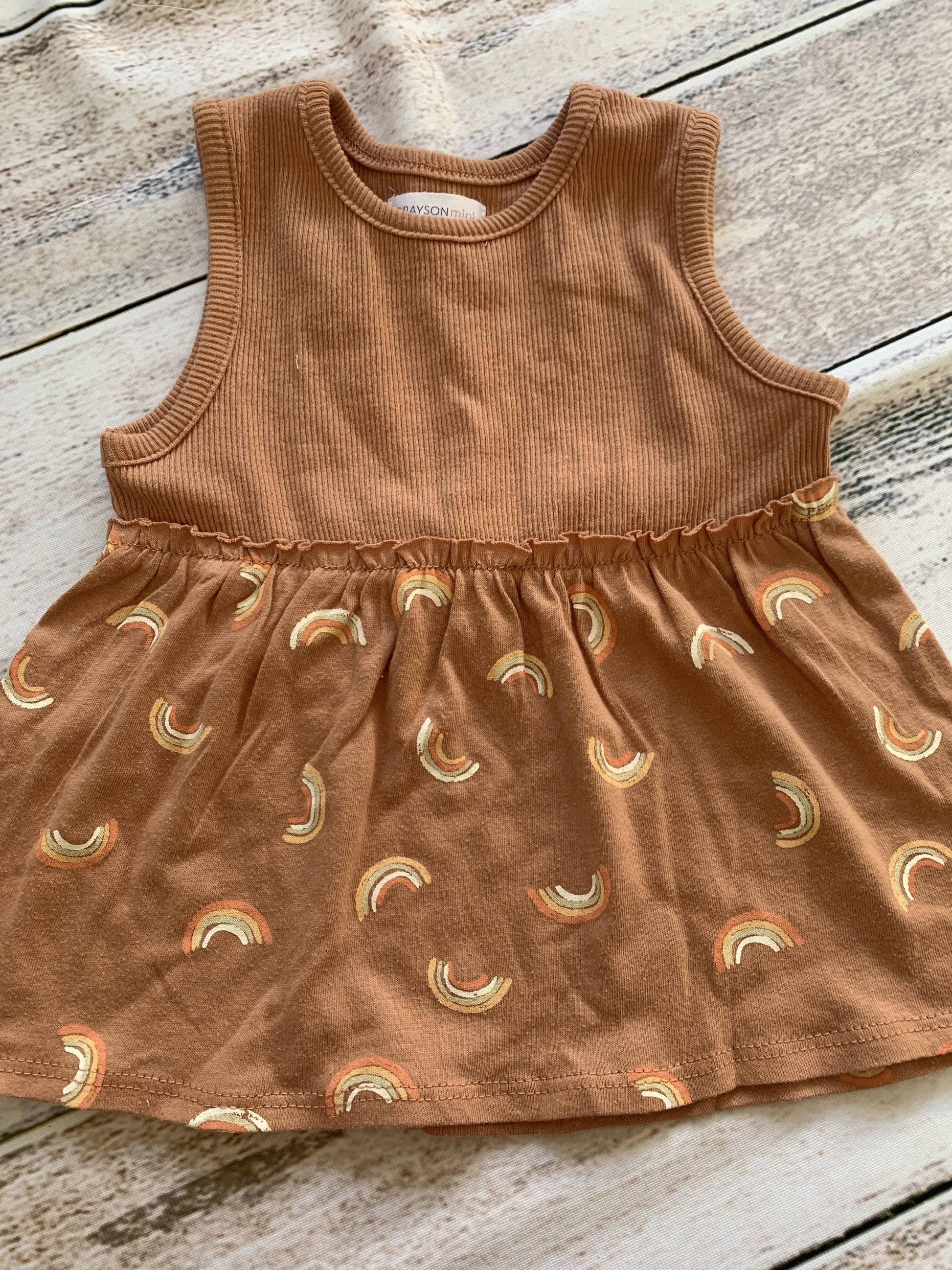 Grayson mini Girls Brown | Rainbow Dress Size: 12M Brown | Rainbow