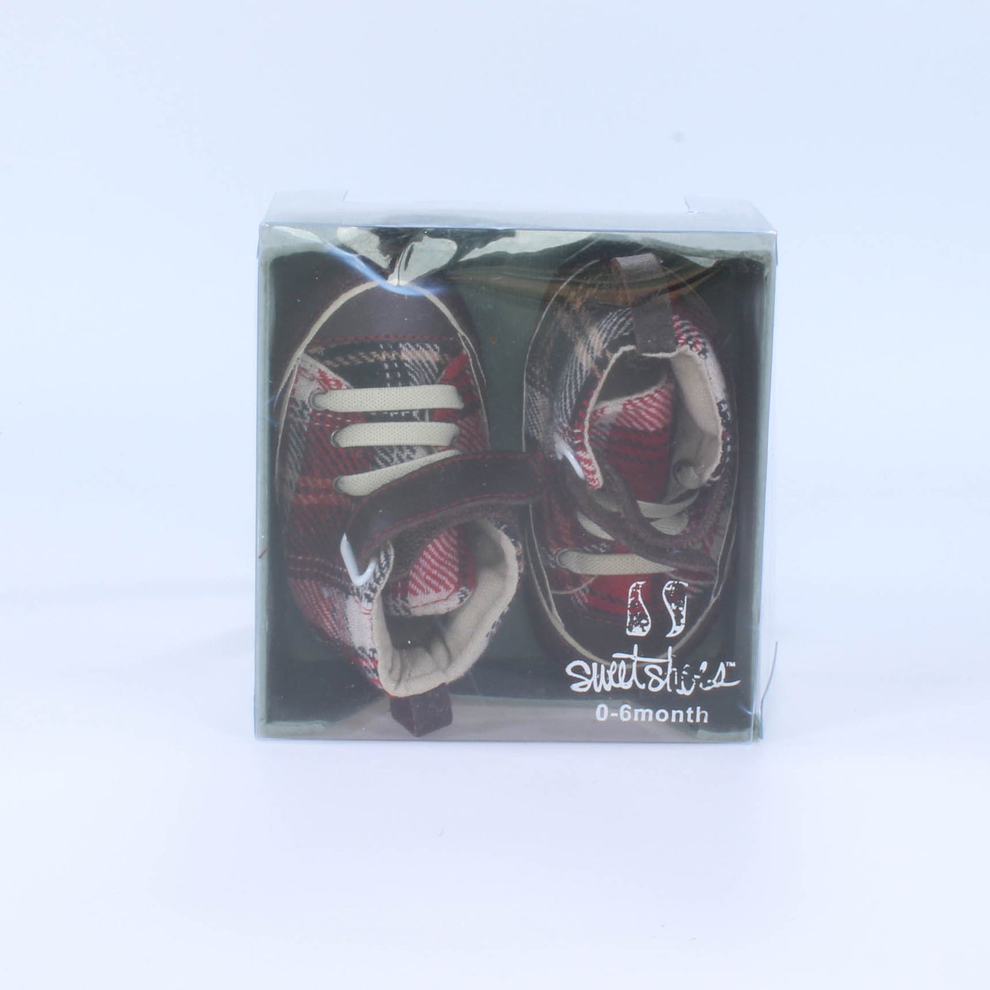 Sweet Shoes Boys Brown | Red | Plaid Booties Size: 0-6 Months Brown | Red | Plaid