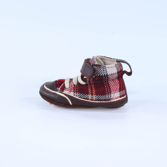 Sweet Shoes Boys Brown | Red | Plaid Booties Size: 0-6 Months Brown | Red | Plaid