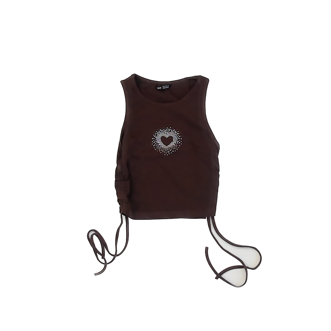 Shein Girls Brown | Rhinestone Tank Top Size: S Brown | Rhinestone