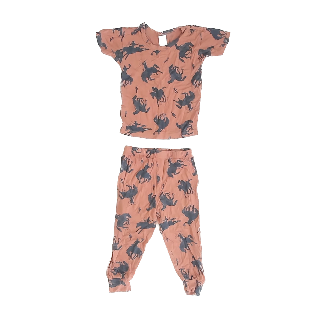 Modern Moments Unisex Brown Rodeo 2-piece Pajamas Size: 18 Months Brown Rodeo