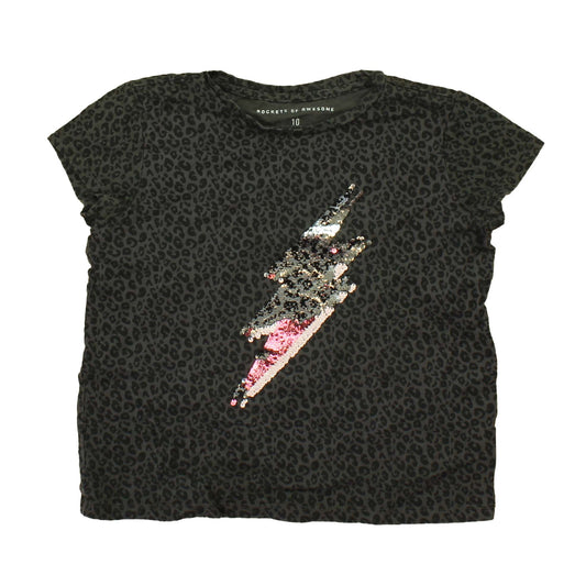 Rockets Of Awesome Girls Brown | Sequins T-Shirt Size: 10 Years