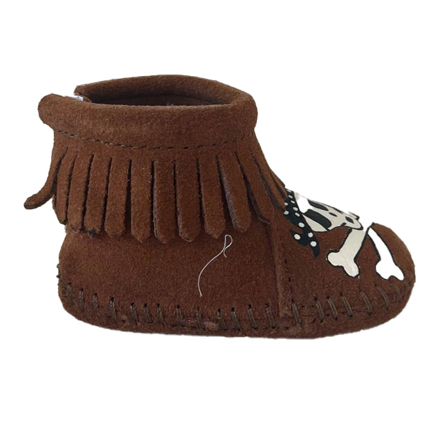 Minnetonka Boys Brown Skulls Booties Size: 1 Infant Brown Skulls