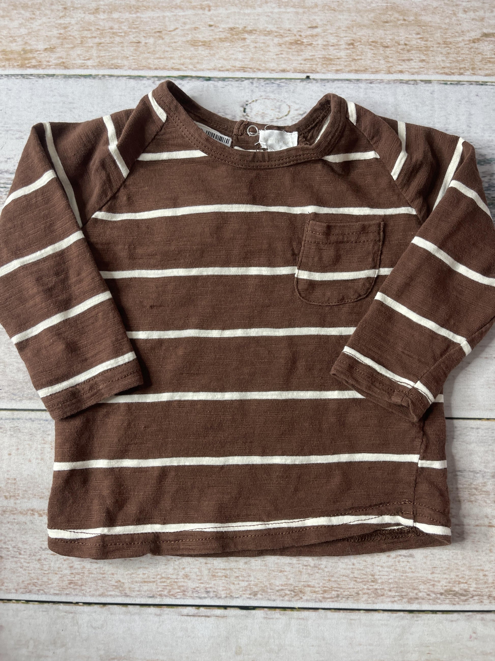 Jamie Kay Boys brown striped Long Sleeve Shirt Size: 6-12 months brown striped