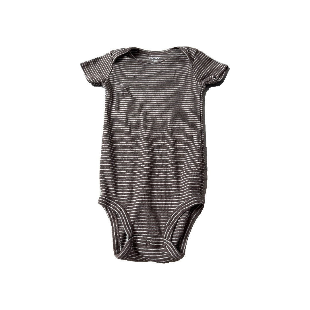 Carters Unisex brown striped Onesie Size: 18 months brown striped