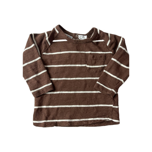Jamie Kay Boys brown striped Long Sleeve Shirt Size: 6-12 months brown striped