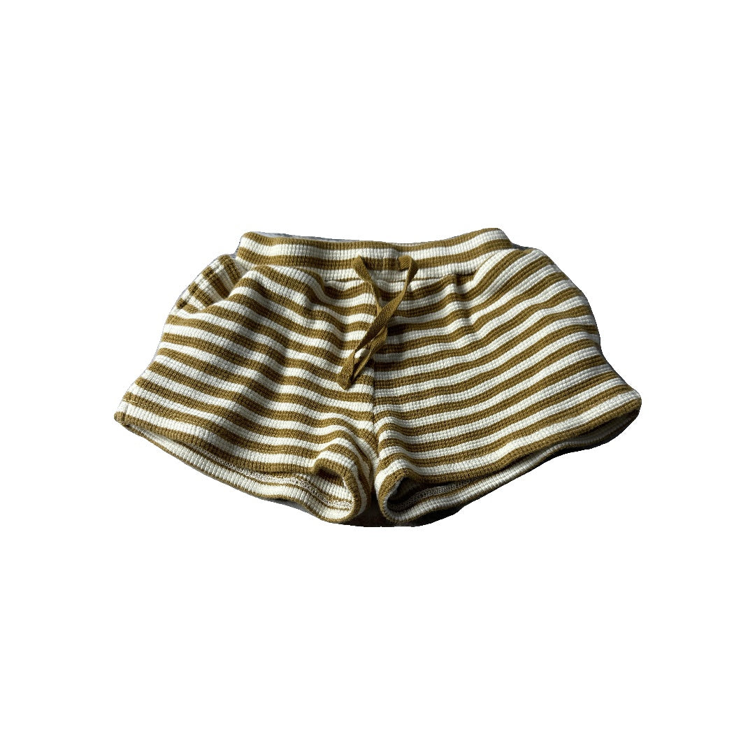 Quincy Mae Unisex brown striped Shorts Size: 12-18 months brown striped