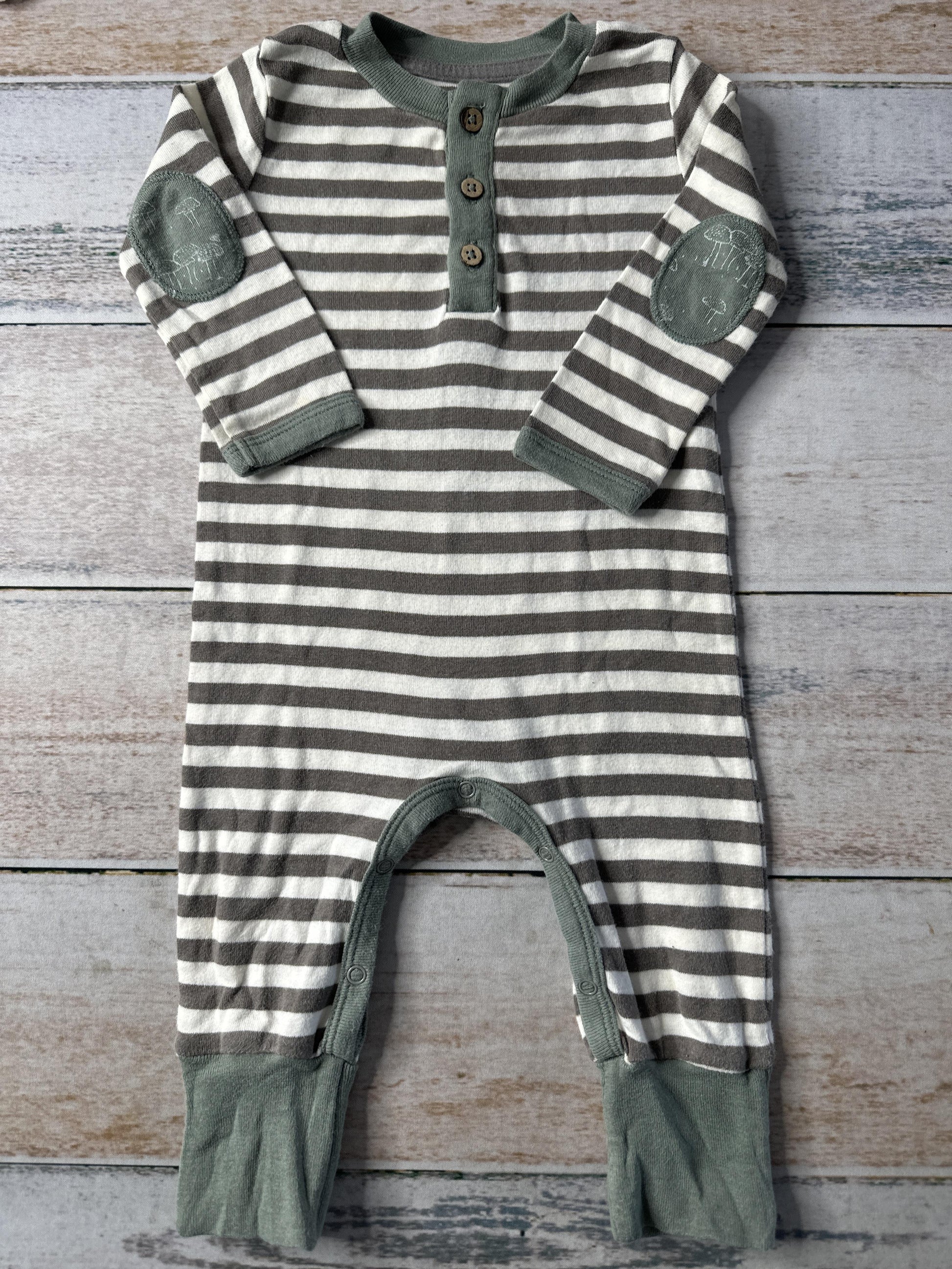 Burt's Bees Boys Brown | Striped Long Sleeve Outfit Size: 3-6 months Brown | Striped