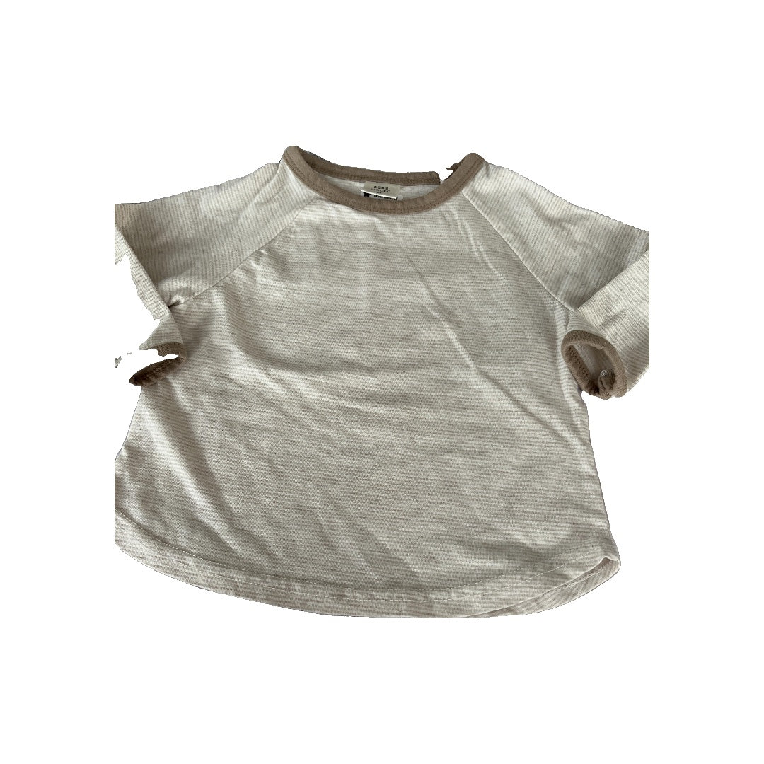 Bebe Holic Boys Brown | Tan | Stripe Long Sleeve Shirt Size: 9-12 Months Brown | Tan | Stripe