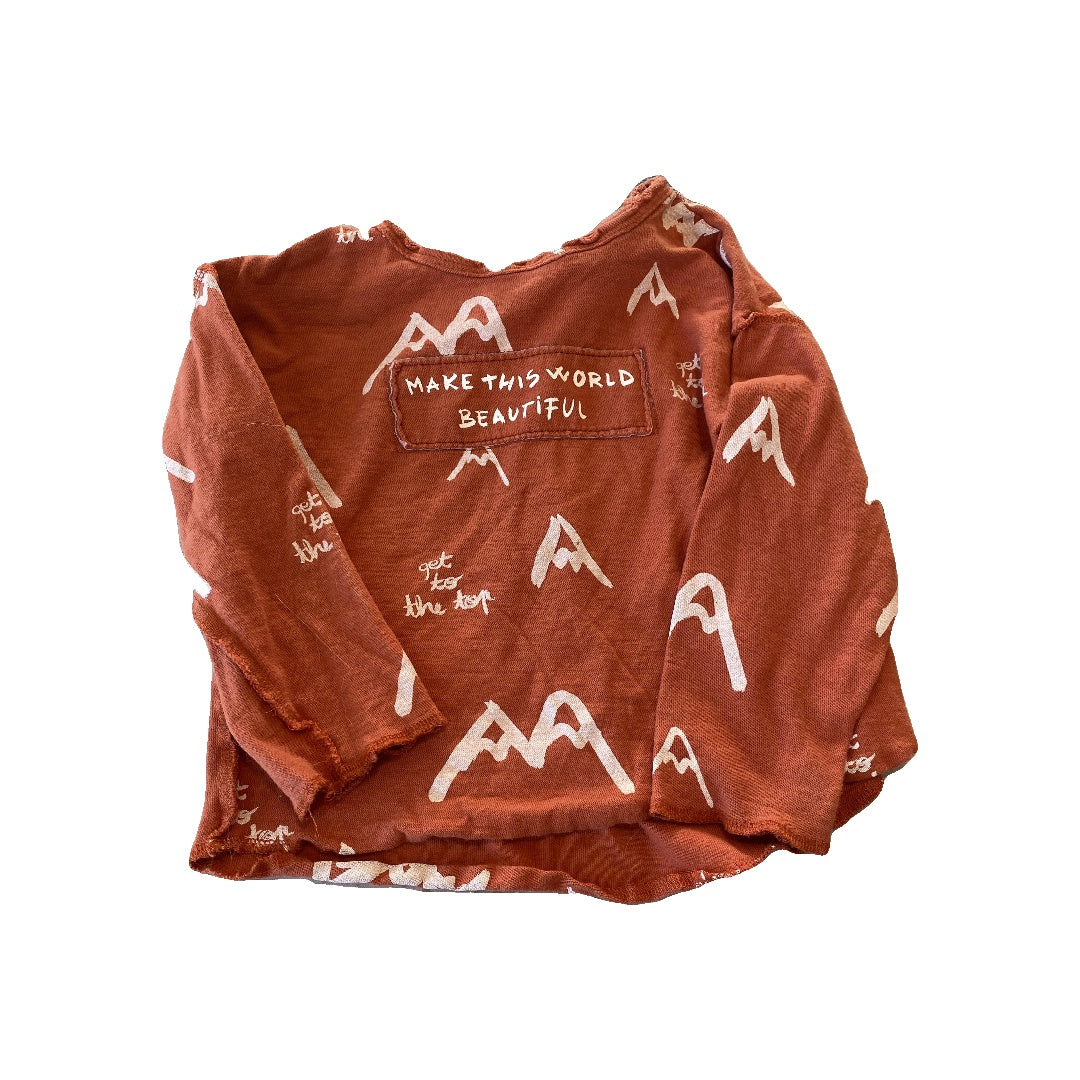 Zara Boys Brown | Text Long Sleeve Shirt Size: 2-3 Years Brown | Text