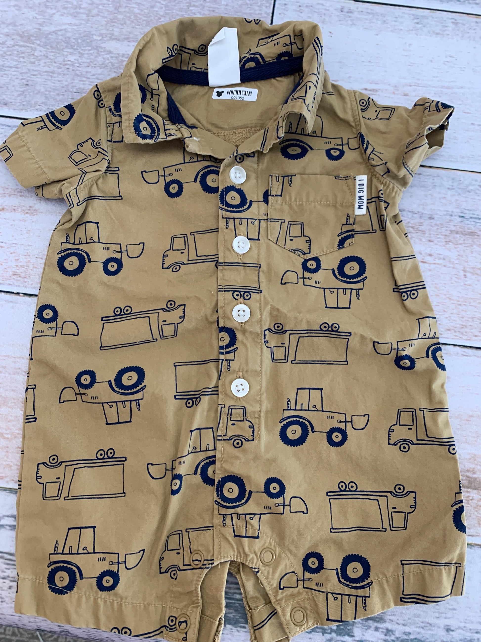 Carters Boys Brown | Trucks Romper Size: 3 months Brown | Trucks
