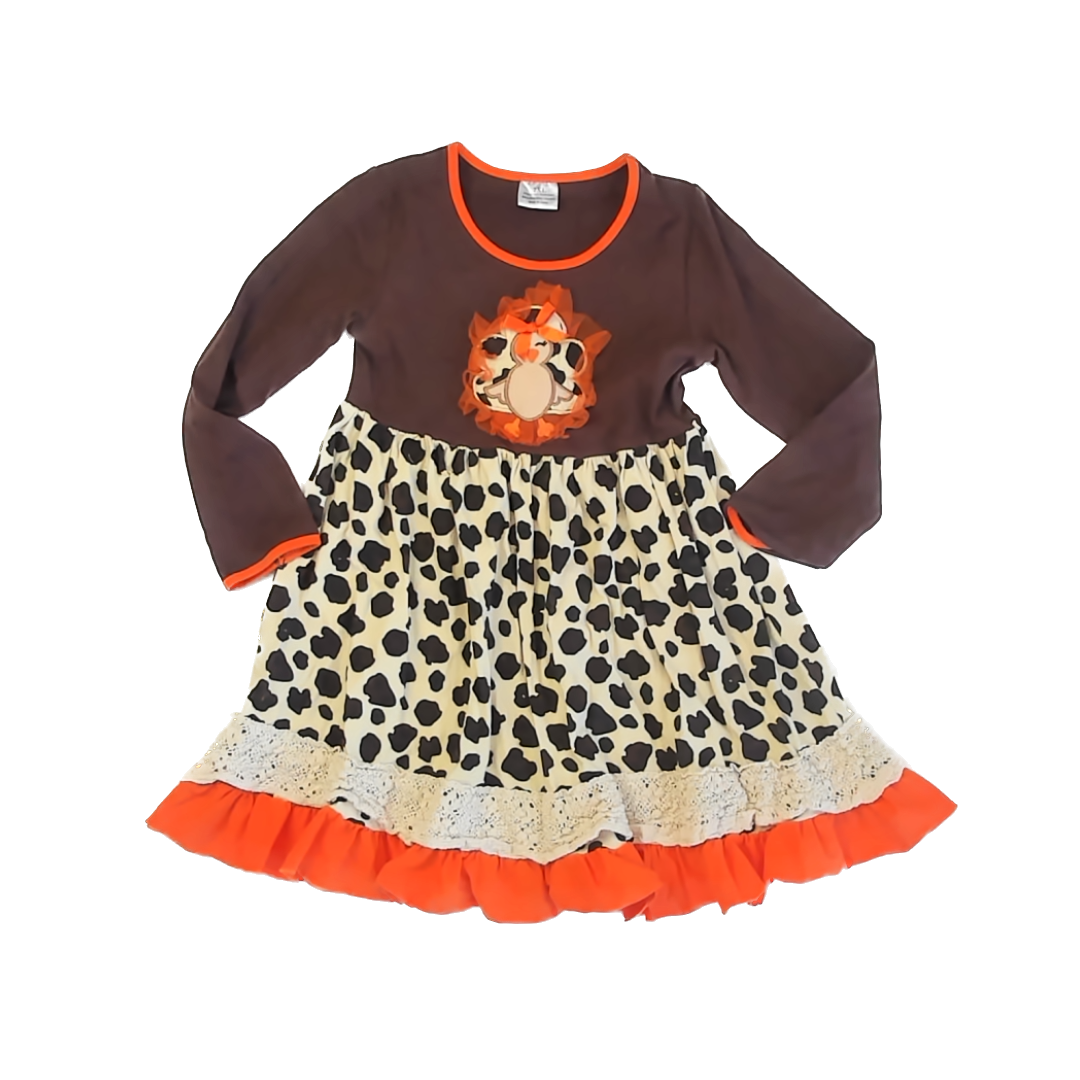 Unknown Brand Girls Brown Turkey Dress Size: 5T* Brown Turkey