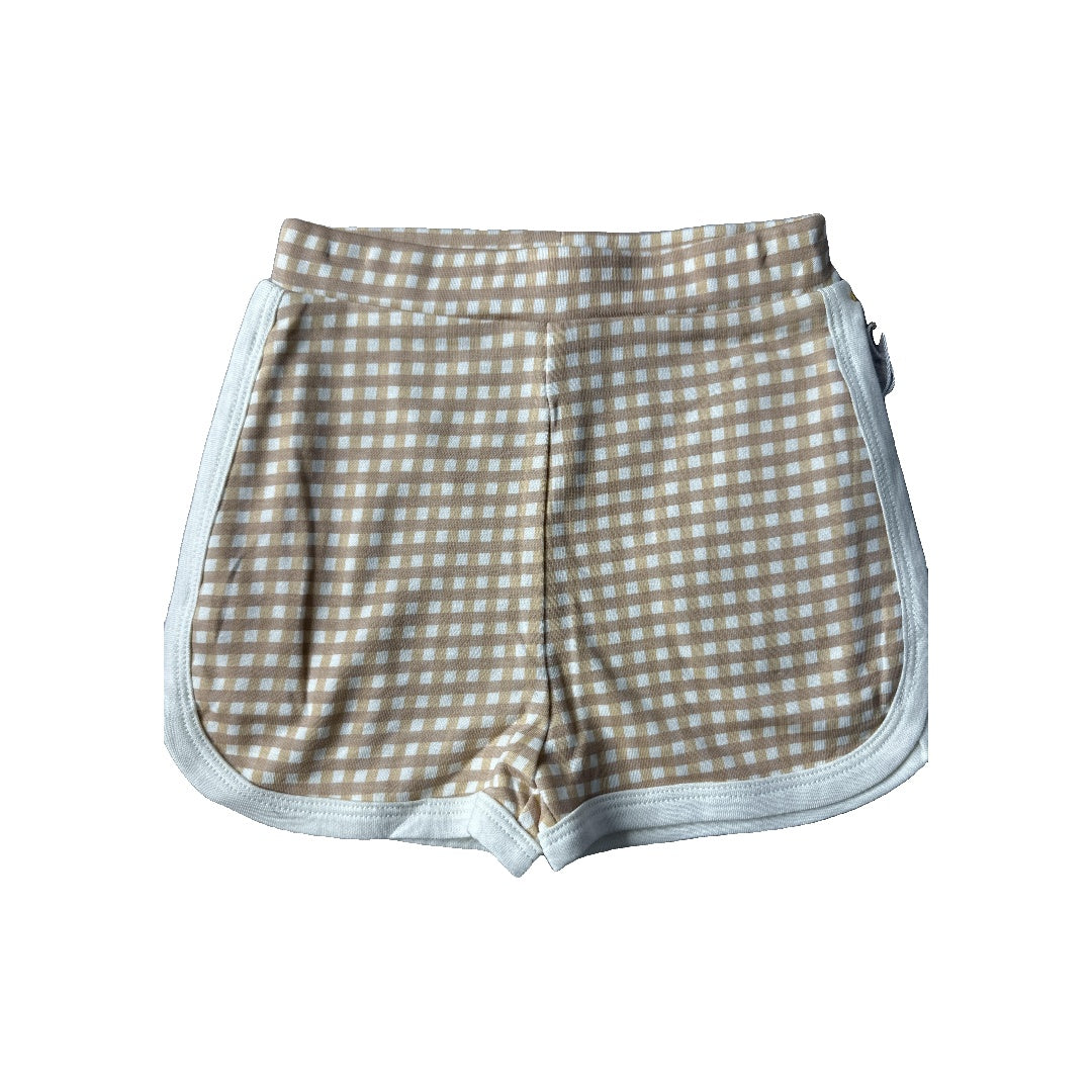 Goumi Unisex Brown | whiite | plaid Shorts Size: 2T Brown | whiite | plaid