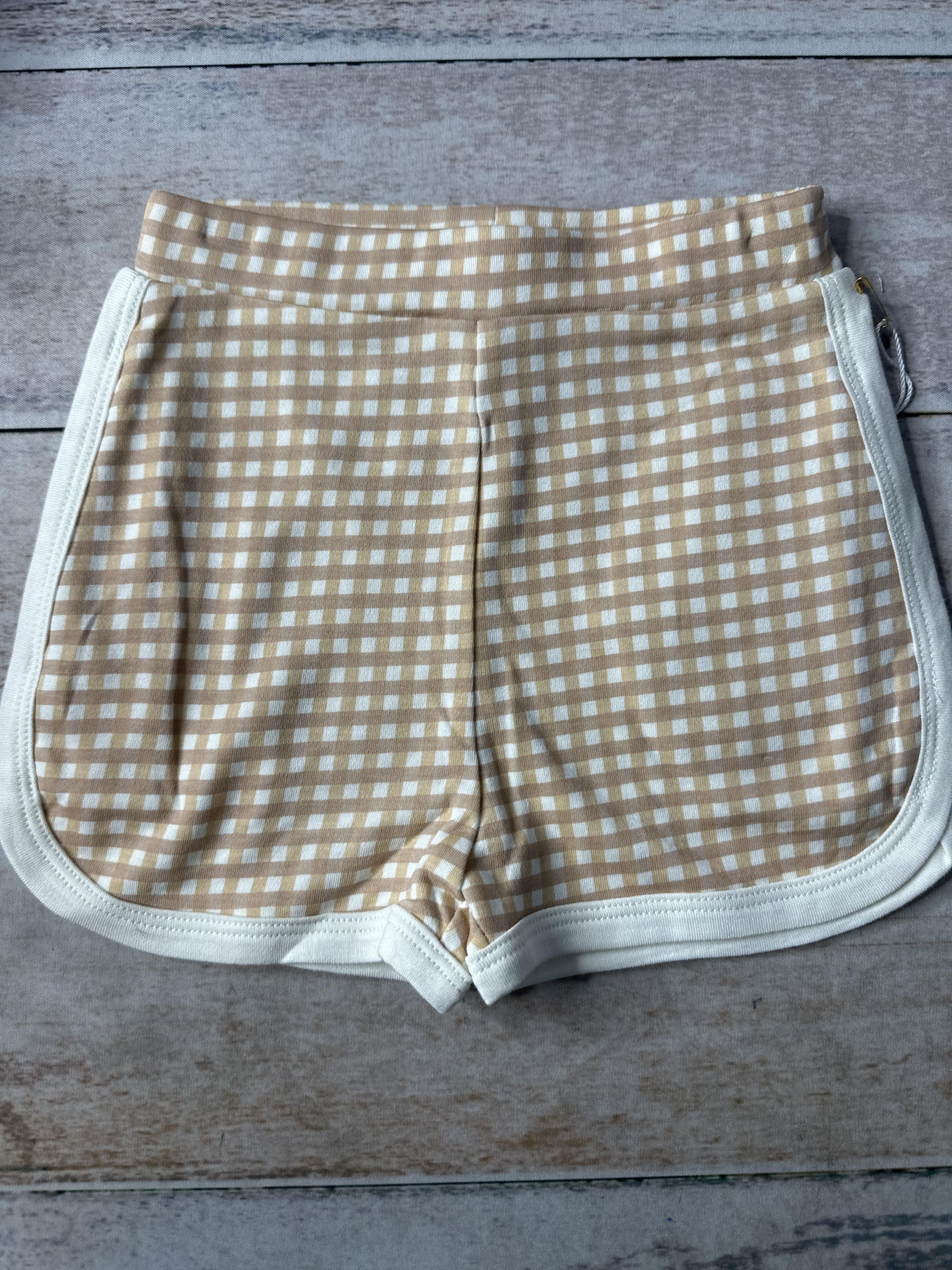 Goumi Unisex Brown | whiite | plaid Shorts Size: 2T Brown | whiite | plaid
