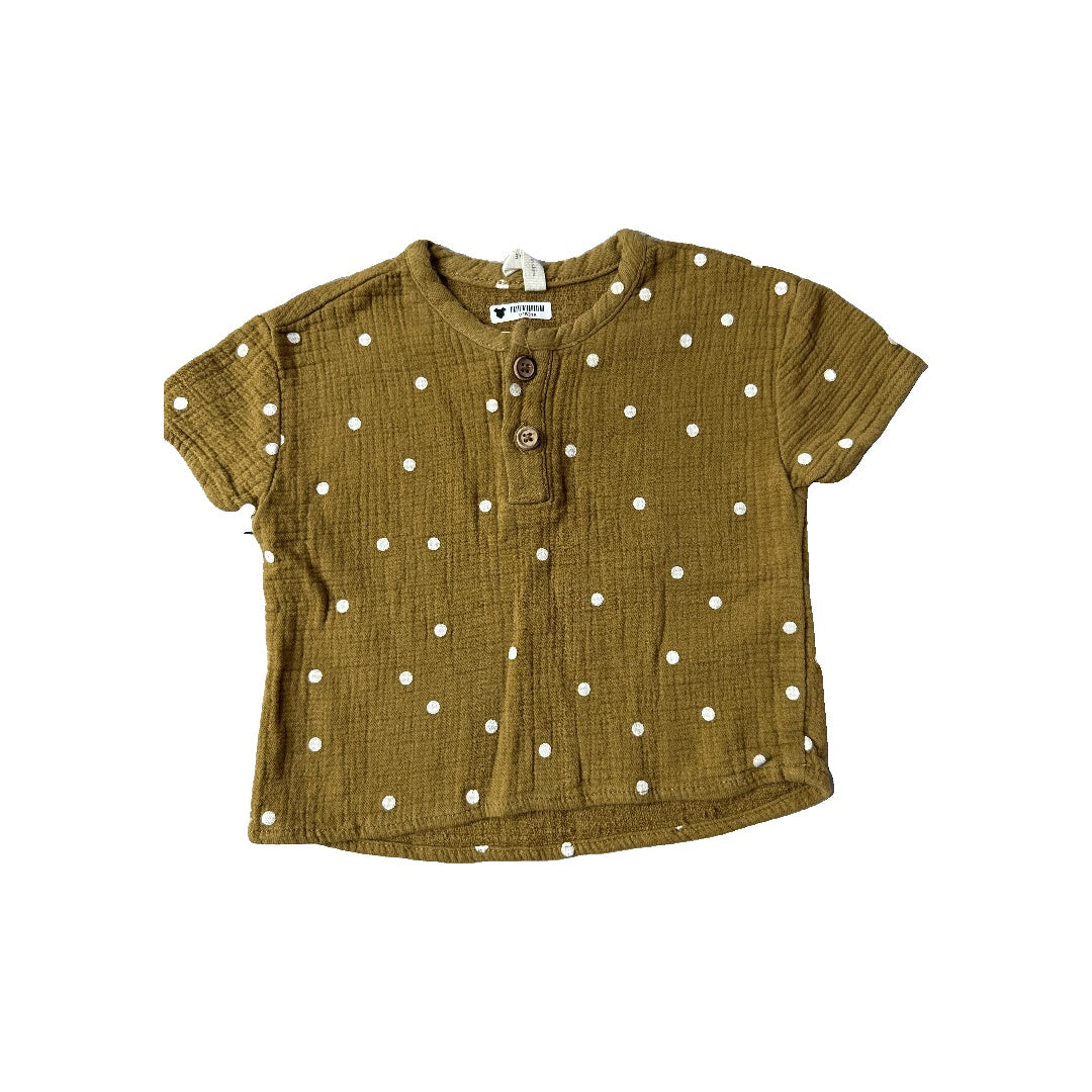 QuiMae Girls Brown | White | Dots T-Shirt Size: 12-18 months Brown | White | Dots