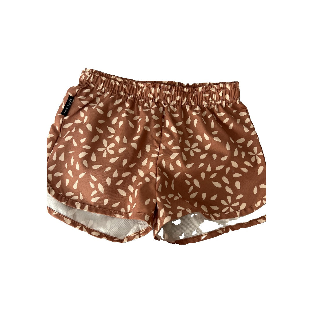 Tiny Tribe Unisex Brown | White | Flowers Shorts Size: 5 Brown | White | Flowers
