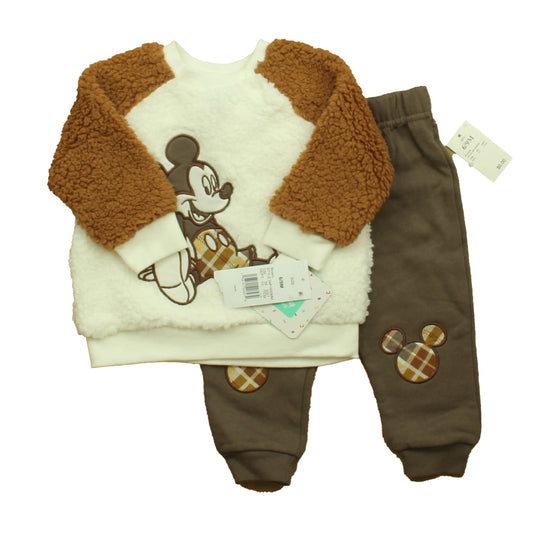 Disney Girls Brown | White | Mickey Mouse Apparel Sets Size: 6-9 Months Brown | White | Mickey Mouse