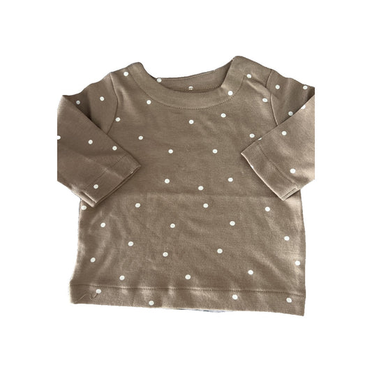 Colored Organics Unisex Brown | White | polka dot Long Sleeve T-Shirt Size: 3-6 months Brown | White | polka dot