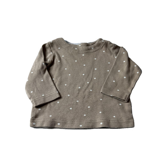 Colored Organics Unisex Brown | White | polka dot Long Sleeve T-Shirt Size: 12-18 months Brown | White | polka dot