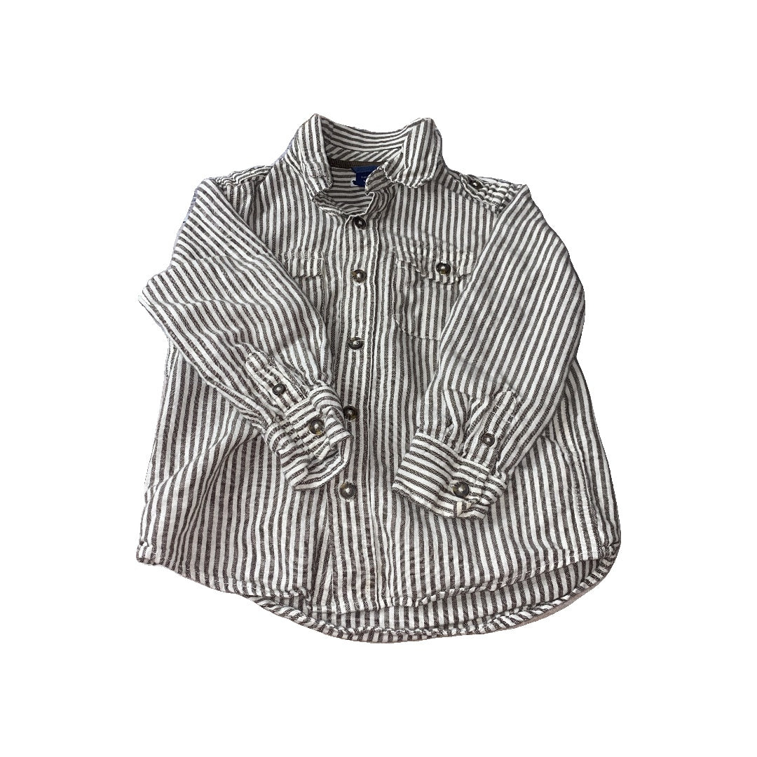 Gap Boys Brown | White | Stripe Button Down Short Sleeve Size: 4T Brown | White | Stripe