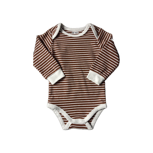 Little Organic co Unisex Brown | White | Stripe Onesie Size: 18-24 months Brown | White | Stripe