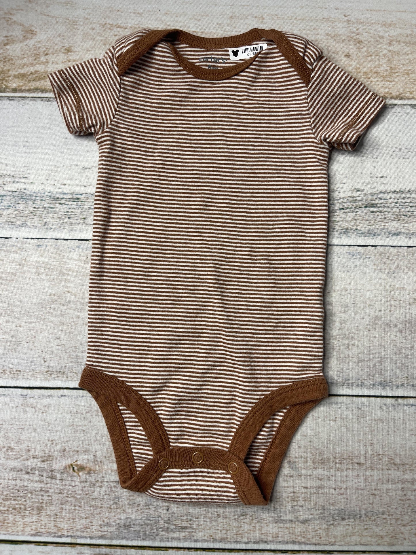 Carters Unisex Brown | White | Stripe Onesie Size: 6 months Brown | White | Stripe