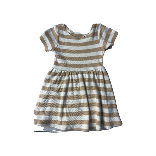 Colored Organics Girls Brown | White | Stripe Dress Size: 2T Brown | White | Stripe