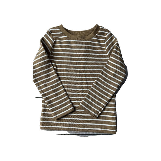 Colored Organics Unisex Brown | White | Stripe Long Sleeve T-Shirt Size: 2T Brown | White | Stripe