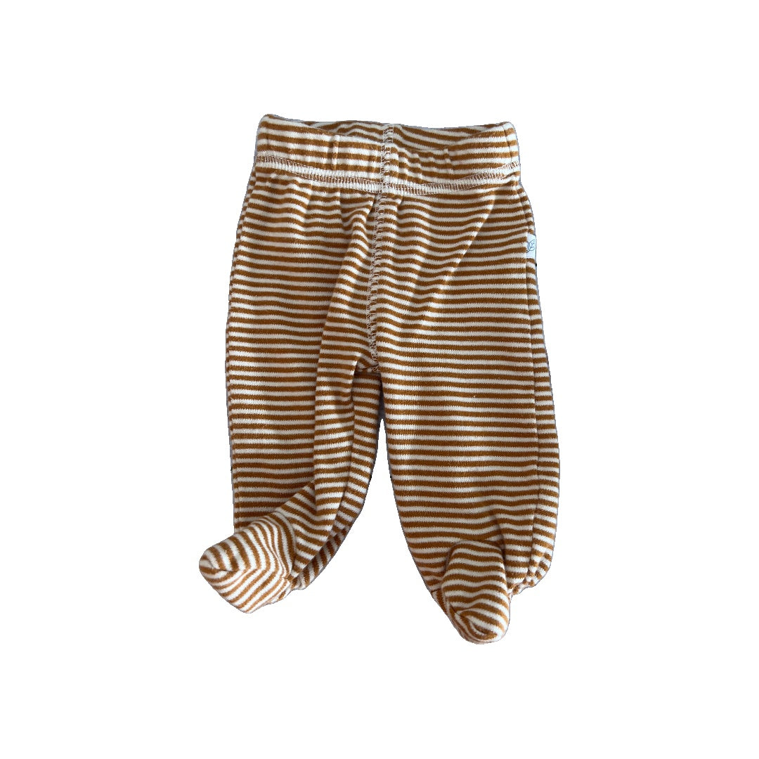 Oliver & Rain Unisex Brown | White | Striped Pants Size: Newborn Brown | White | Striped