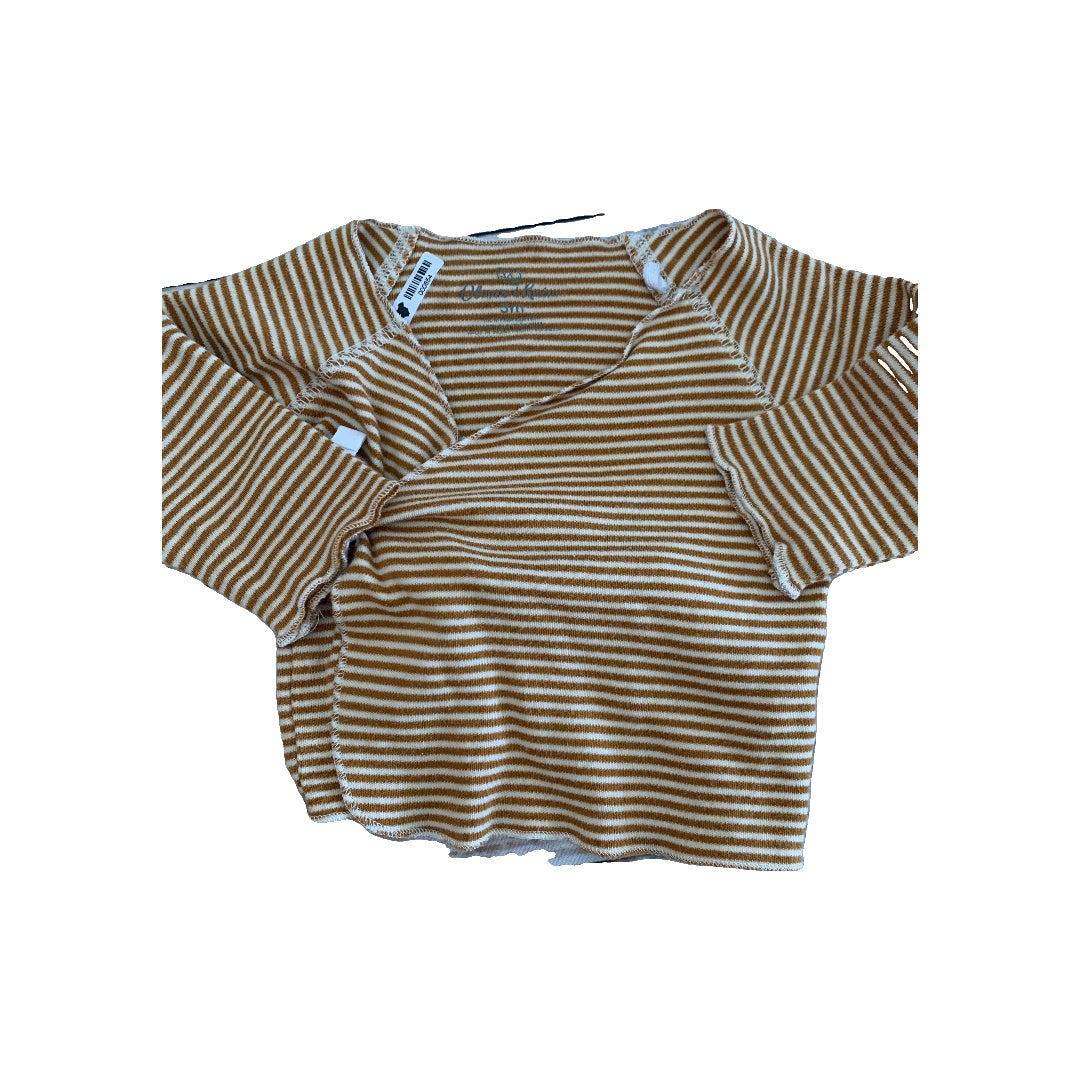 Oliver & Rain Boys Brown | White | Striped Shirt Size: 3 months Brown | White | Striped