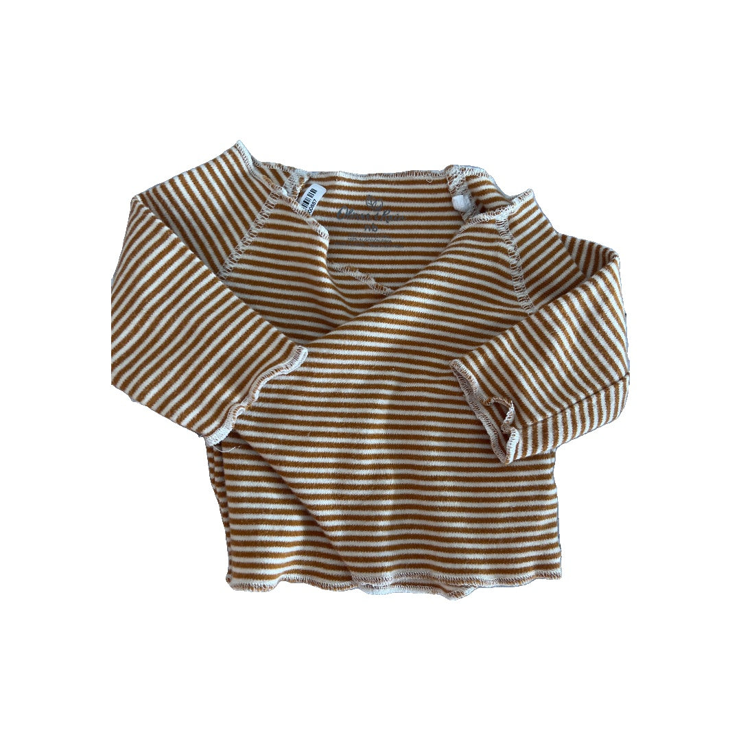 Oliver & Rain Unisex Brown | White | Striped Shirt Size: Newborn Brown | White | Striped
