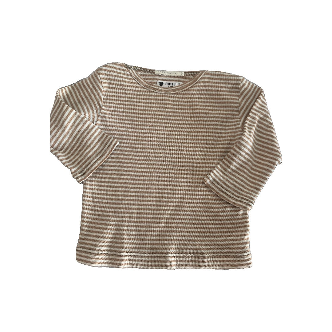 H&M Boys Brown | White | Striped Long Sleeve T-Shirt Size: 0-3 months Brown | White | Striped