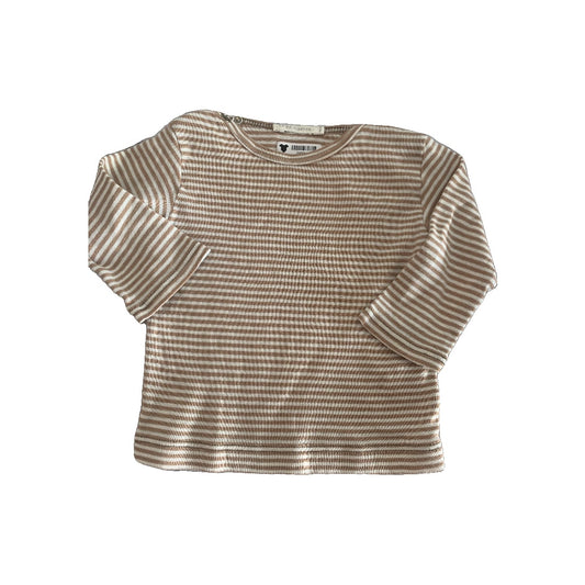 H&M Boys Brown | White | Striped Long Sleeve T-Shirt Size: 0-3 months Brown | White | Striped