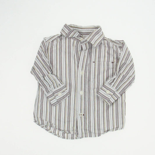 Gymboree Boys Brown | White | Stripes Button Down Long Sleeve Size: 6-9 Months Brown | White | Stripes