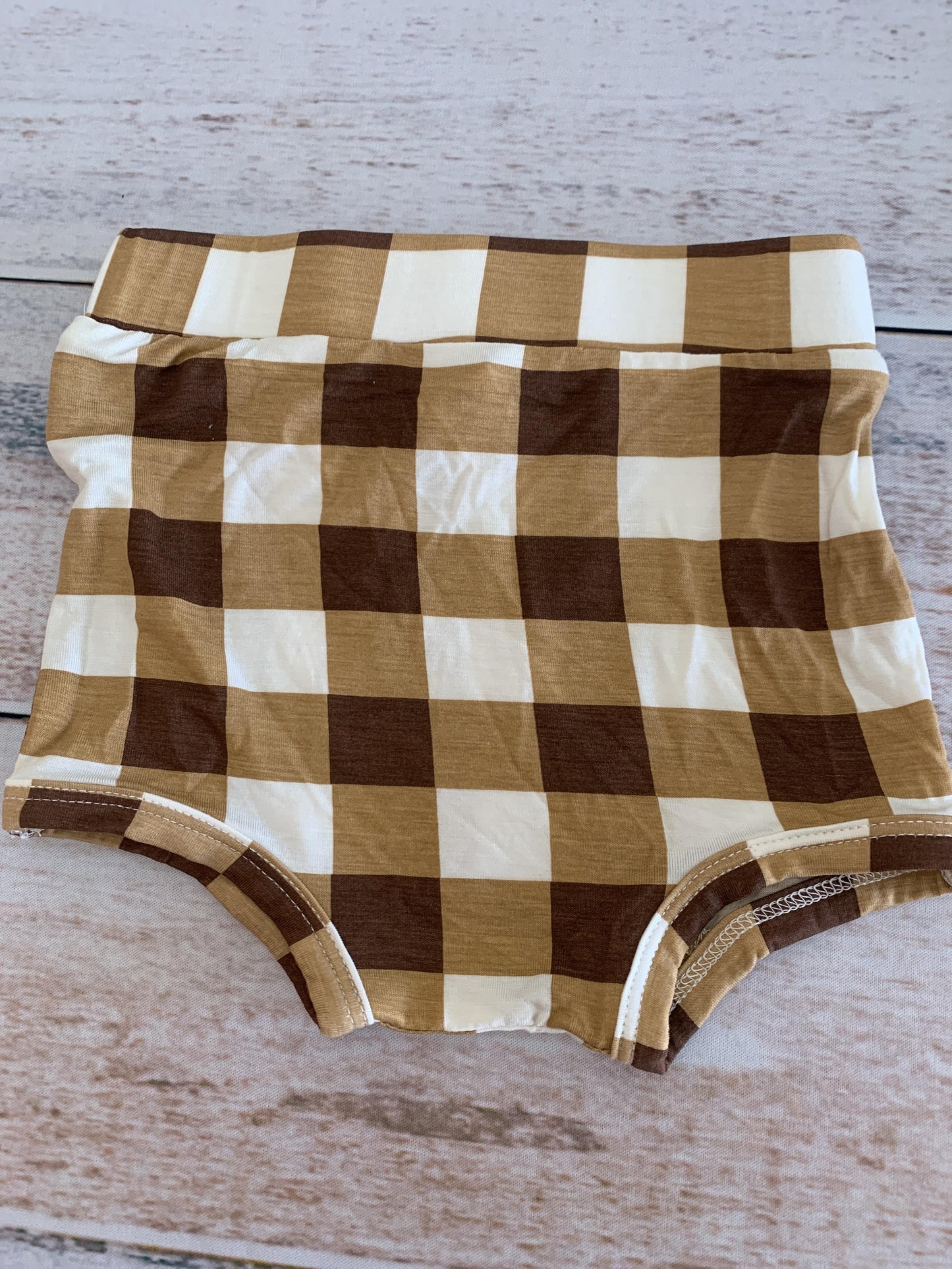 Kate Quinn Girls Brown | White | Tan | plaid Shirt Size: 3-6 months Brown | White | Tan | plaid