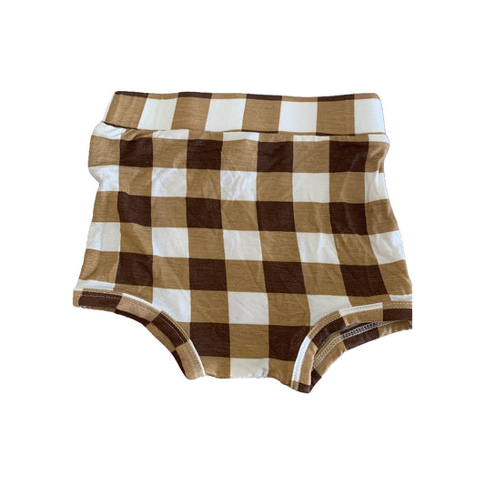 Kate Quinn Girls Brown | White | Tan | plaid Shirt Size: 3-6 months Brown | White | Tan | plaid