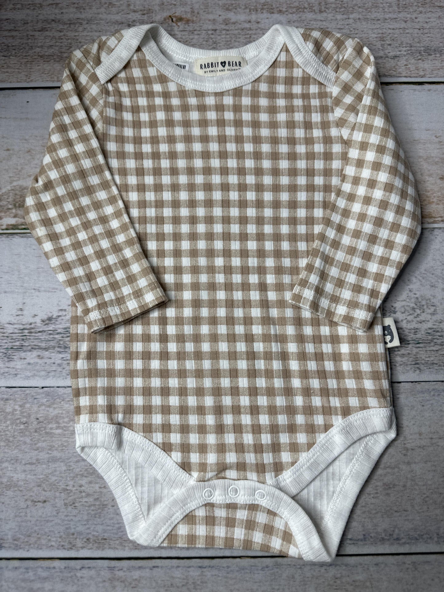 Rabbit Bear Unisex Brown | White Onesie Size: 6-9 months Brown | White