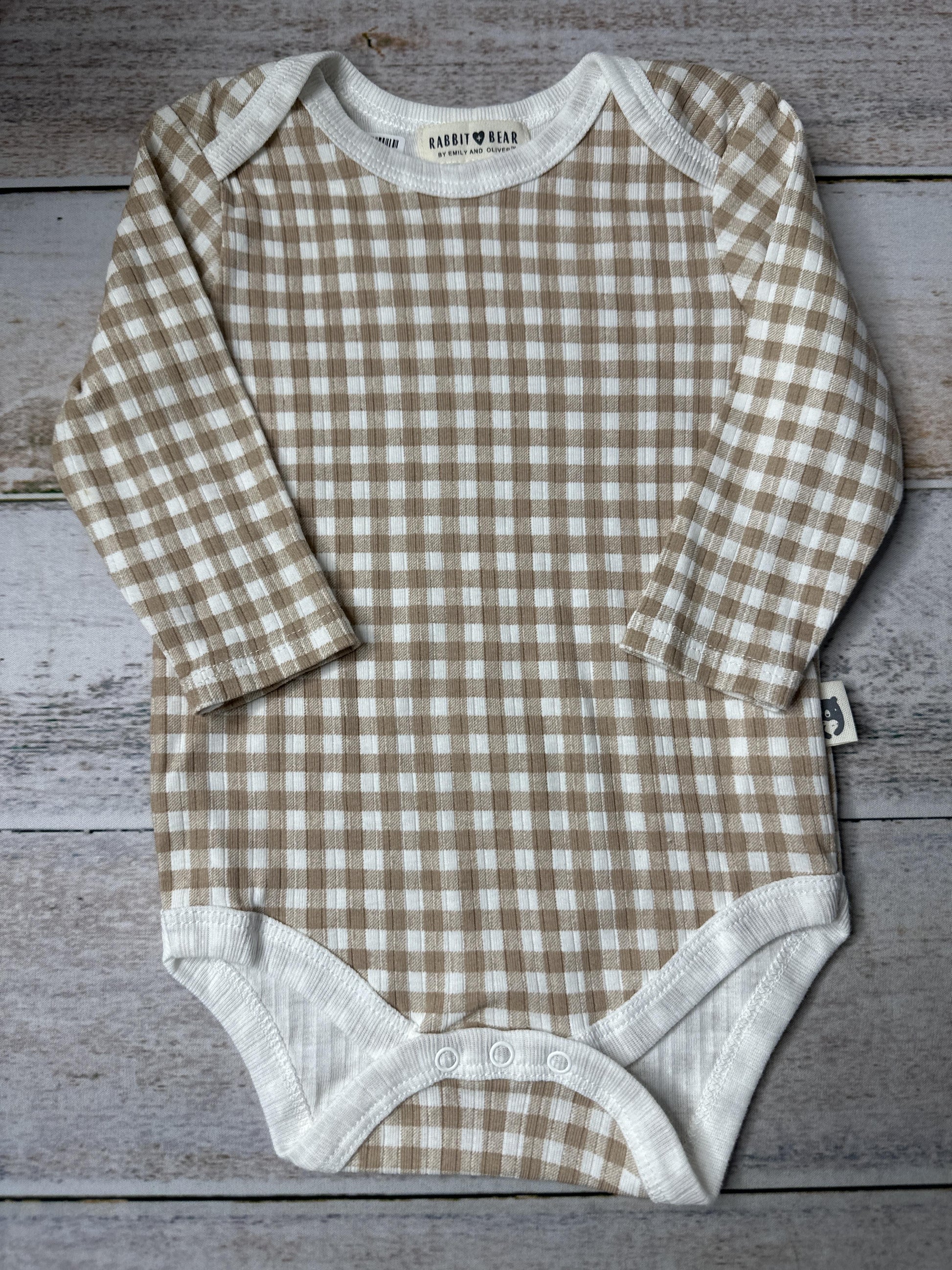 Rabbit Bear Unisex Brown | White Onesie Size: 6-9 months Brown | White
