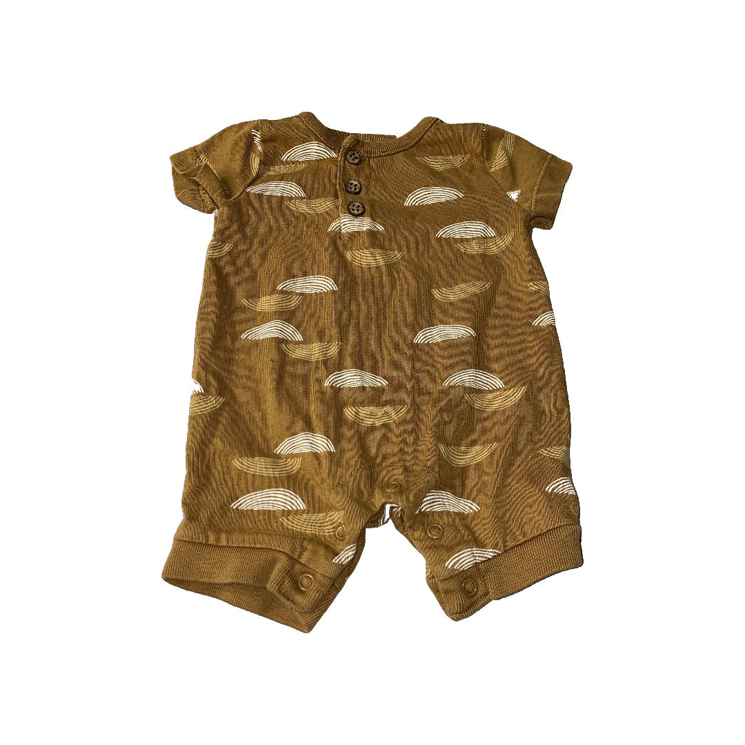 Oliver & Rain Unisex Brown | White Romper Size: Newborn Brown | White