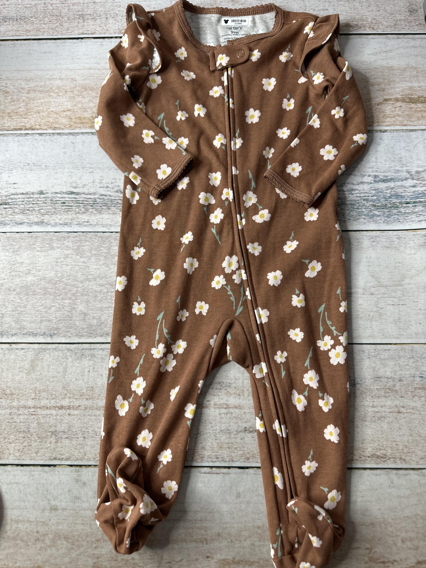 Carters Unisex Brown | White Pajamas Size: 6-9 months Brown | White