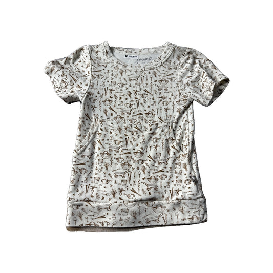 Goumi Unisex Brown | White T-Shirt Size: 2T Brown | White