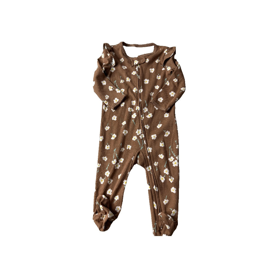 Carters Unisex Brown | White Pajamas Size: 6-9 months Brown | White