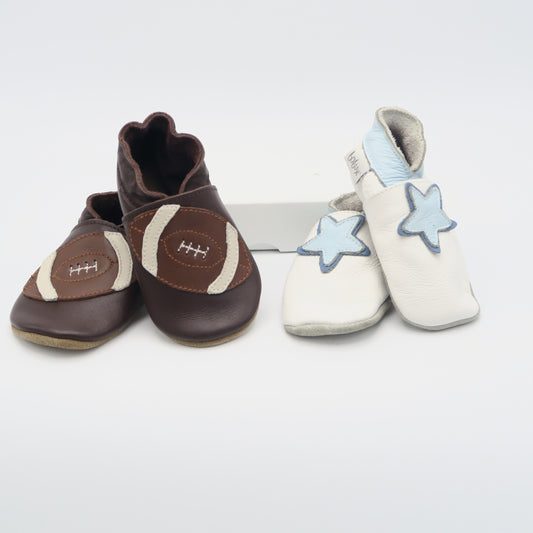 Bobux Boys Brown | White Booties Size: S (3-9 Months)