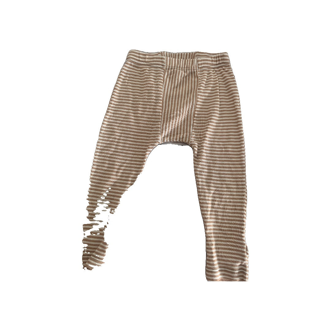 H&M Girls Brown | Wool White | Striped Pants Size: 0-3 months Brown | Wool White | Striped