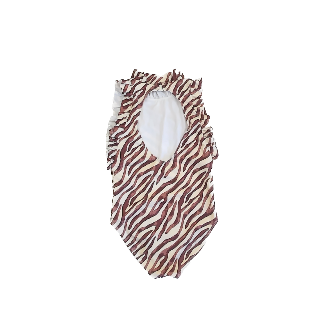Janie and Jack Girls Brown Zebra 1-piece Swimsuit Size: 8 Years Brown Zebra
