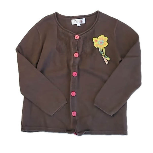 Les Compagnie des petits Girls Brown Cardigan Size: 4T Brown