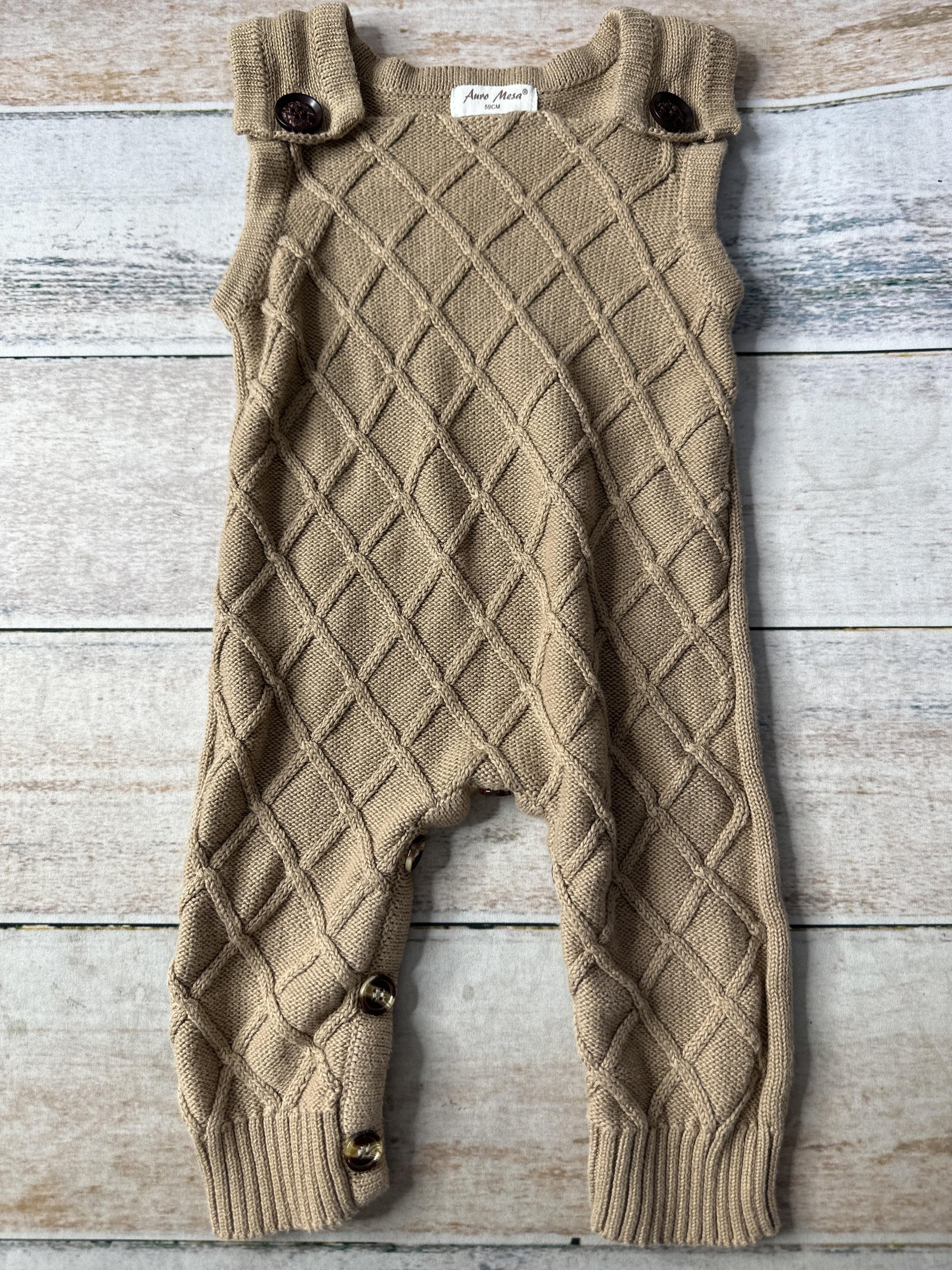 Auro Mesa Unisex Brown Overalls Size: 3-6 months Brown