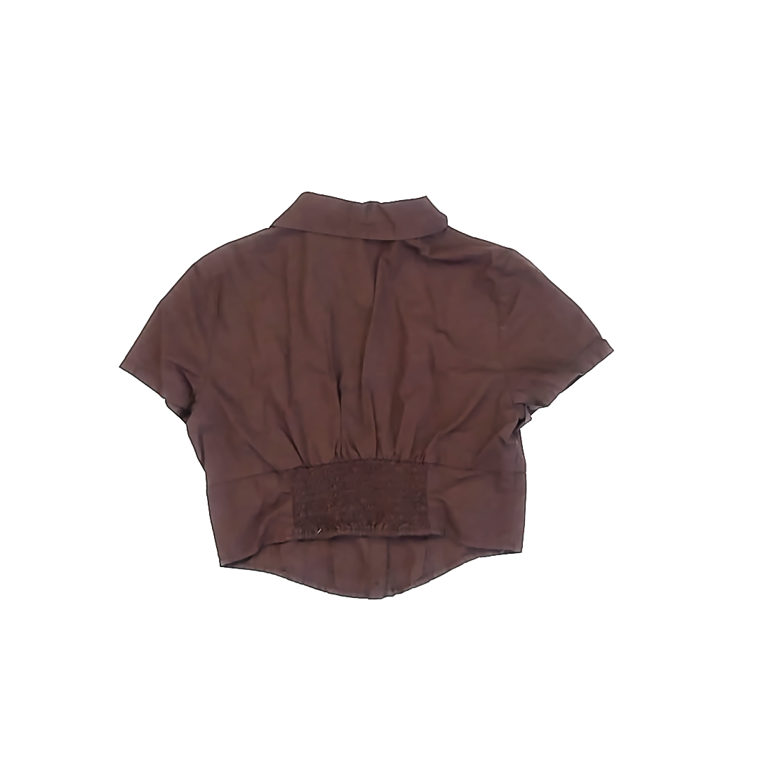 Divided Girls Brown Button Down Short Sleeve Size: S Brown